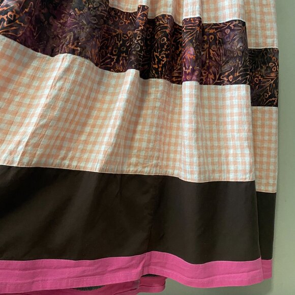 Handmade Plus Size Cotton Linen Batik Pink Multicolour Peasant Dress - Picture 13 of 16